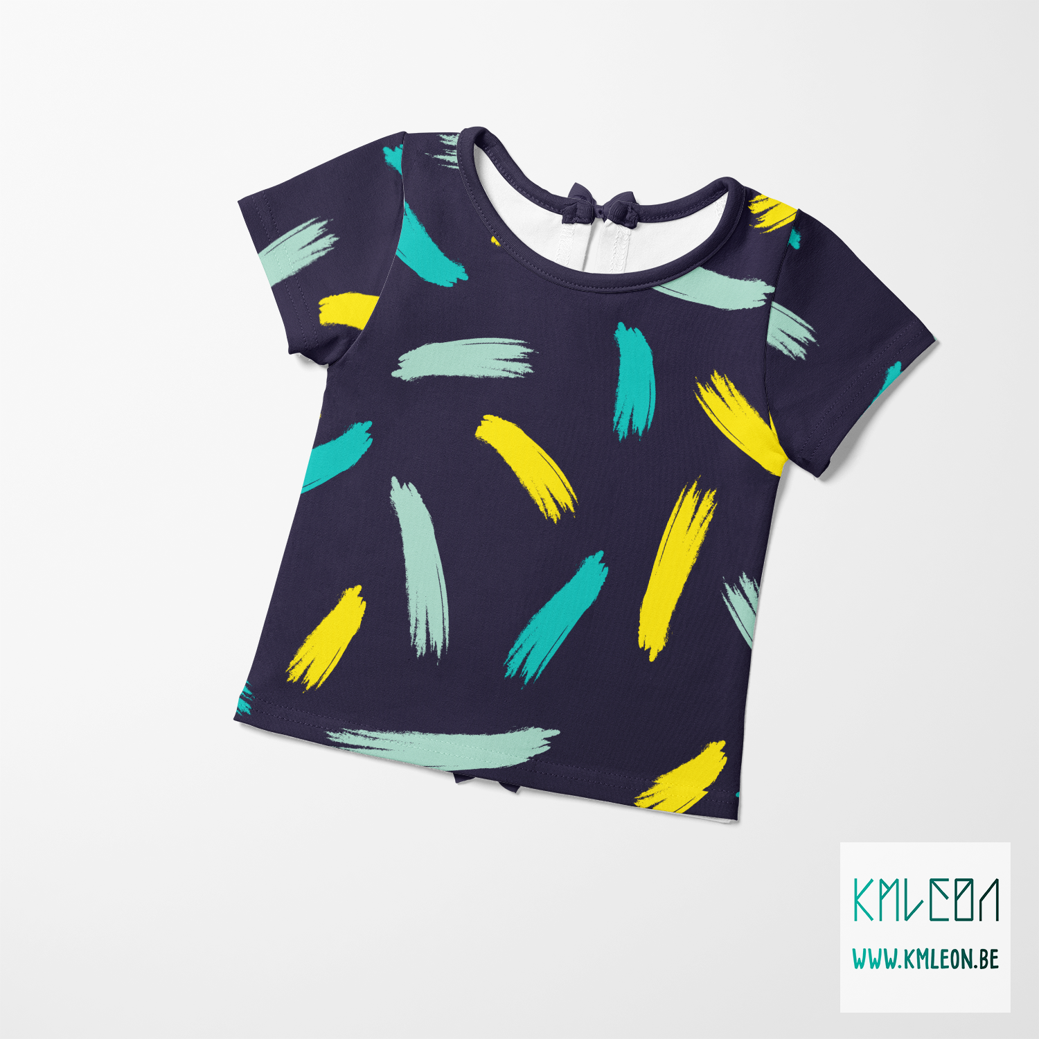 Yellow and teal brush strokes fabric