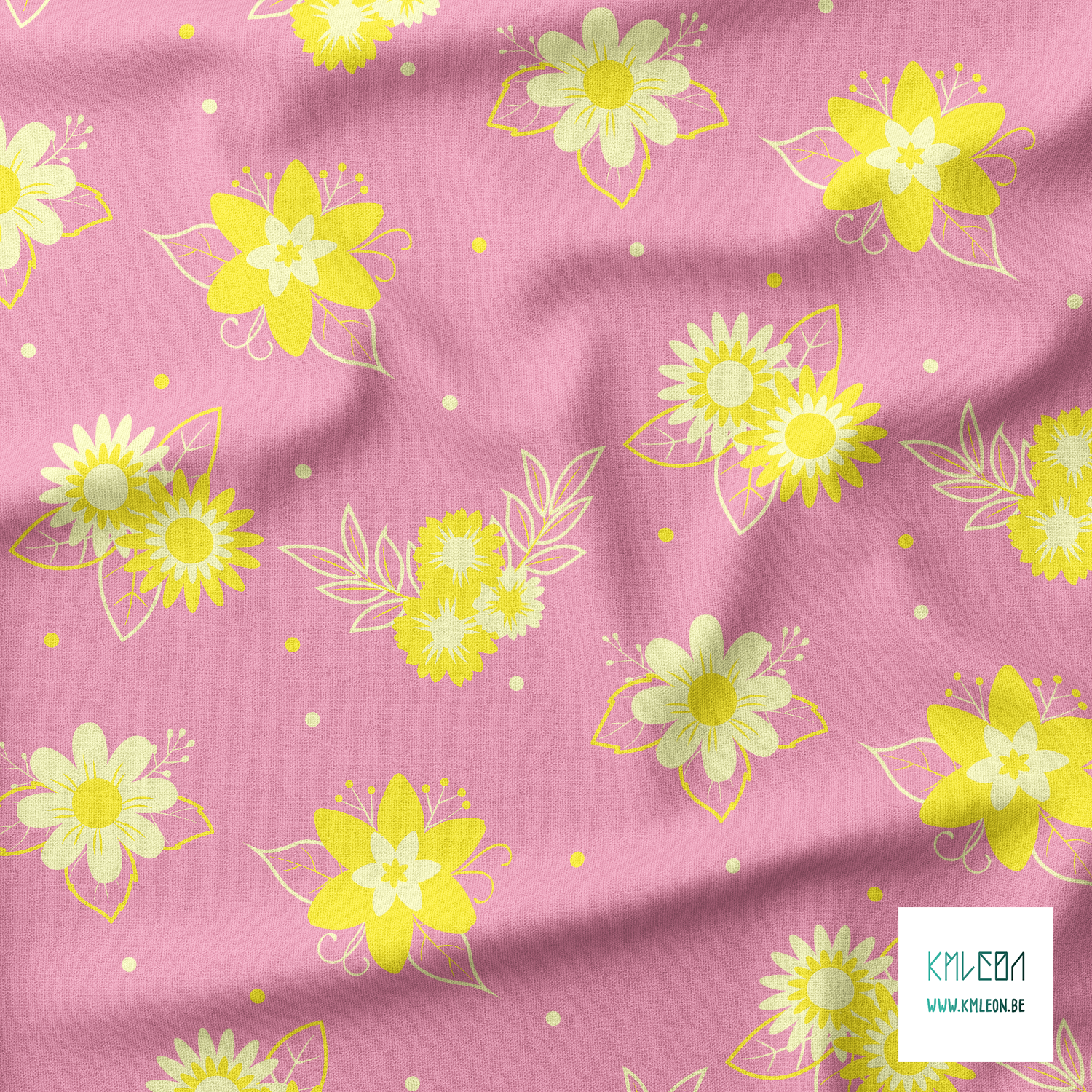 Yellow flowers fabric (Large scale)