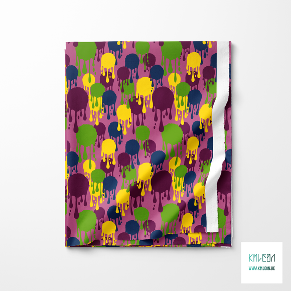 Purple, green, yellow and navy graffiti fabric