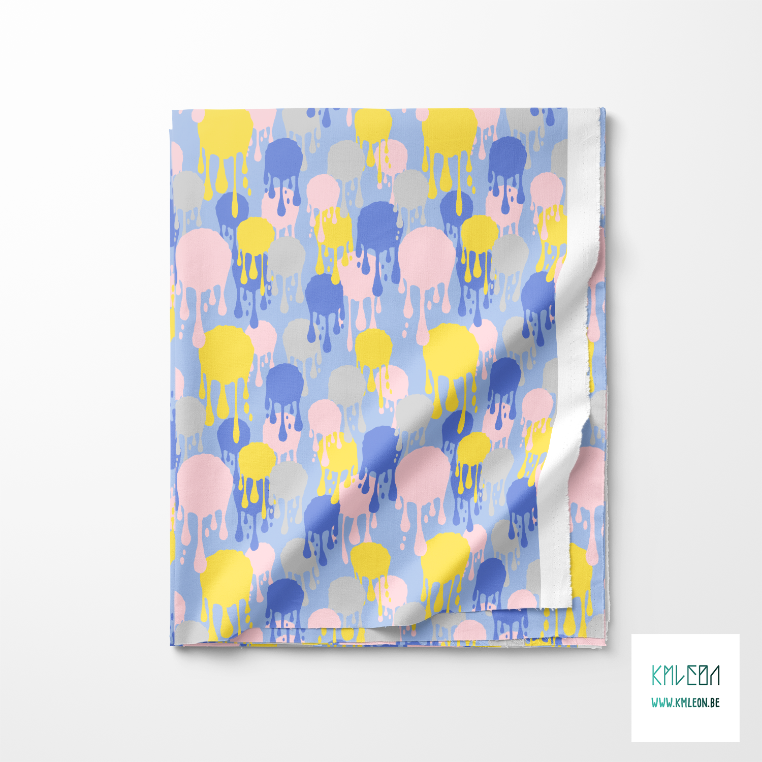 Pink, yellow, grey and periwinkle graffiti fabric