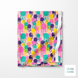 Yellow, pink, purple and green graffiti fabric