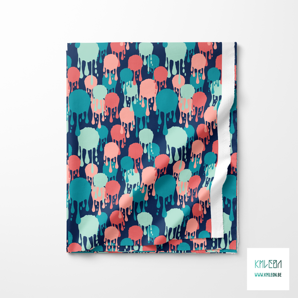 Pink, mint green and teal graffiti fabric