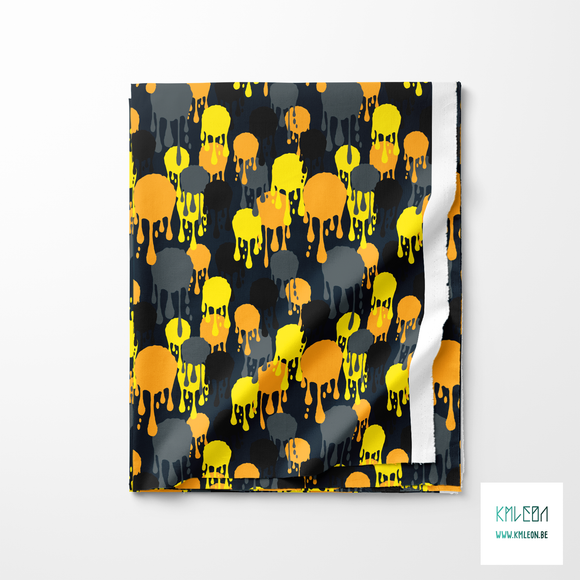 Yellow, orange, grey and black graffiti fabric