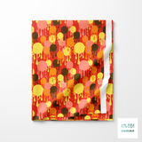 Yellow, orange, brown and pink graffiti fabric