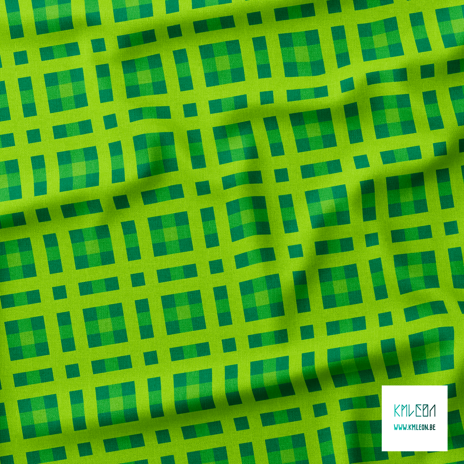 Green gingham fabric