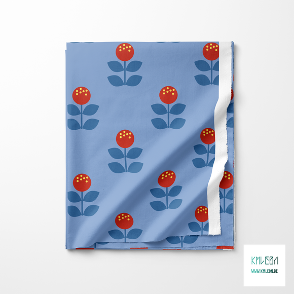 Large red and blue flowers fabric