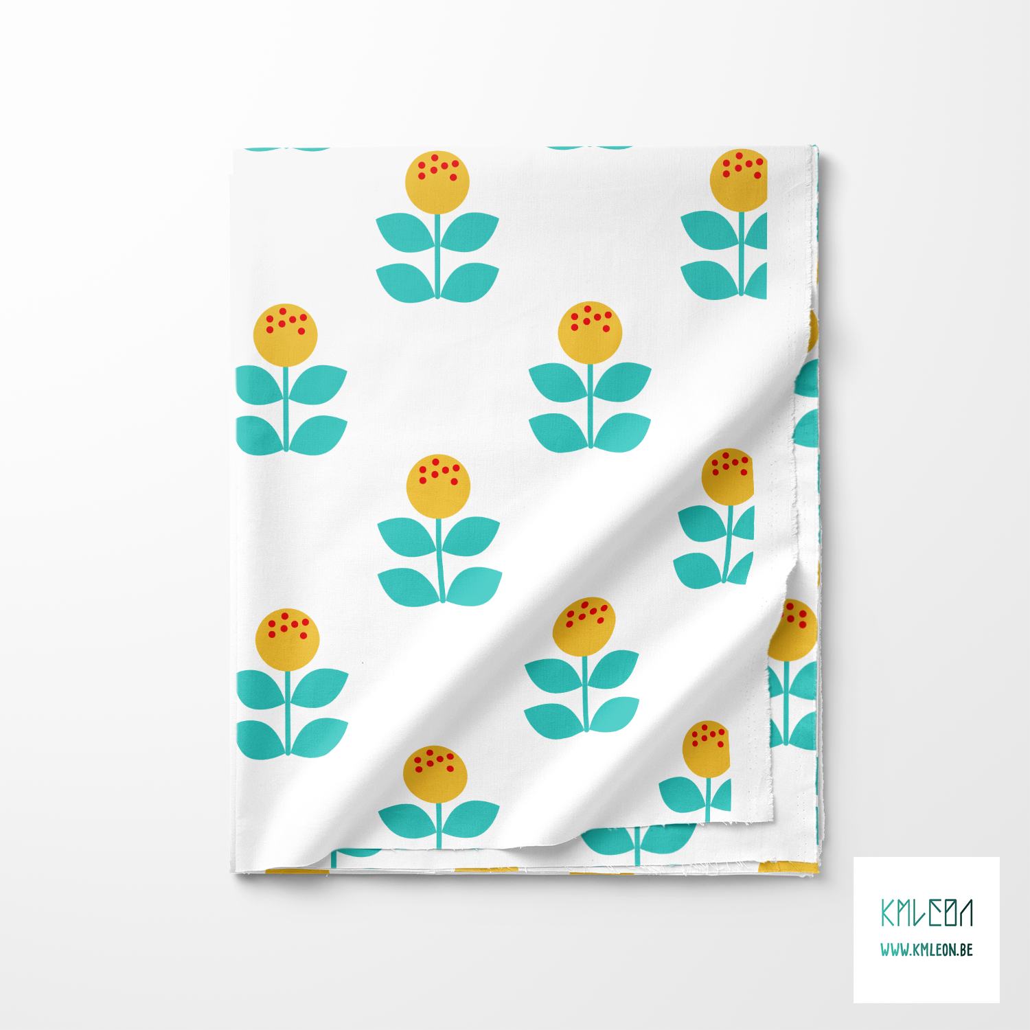 Large yellow and teal flowers fabric