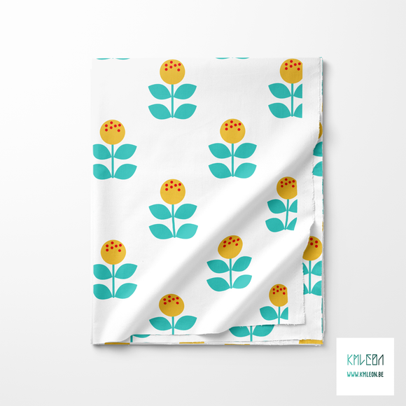 Large yellow and teal flowers fabric