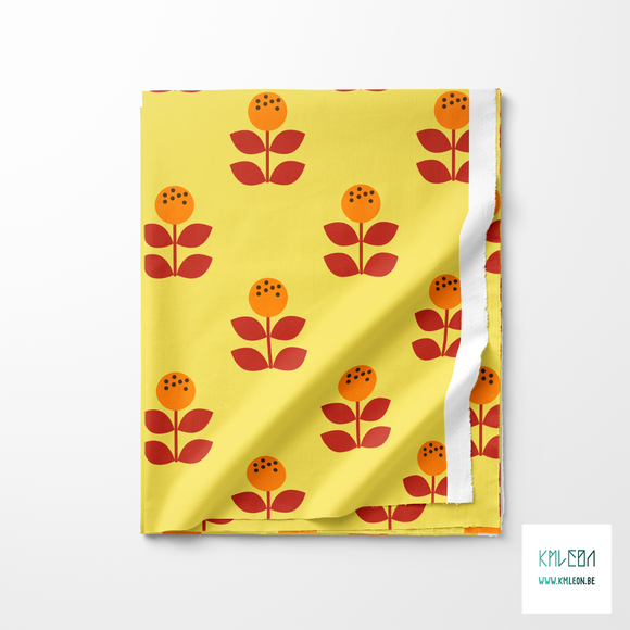 Large orange and red flowers fabric