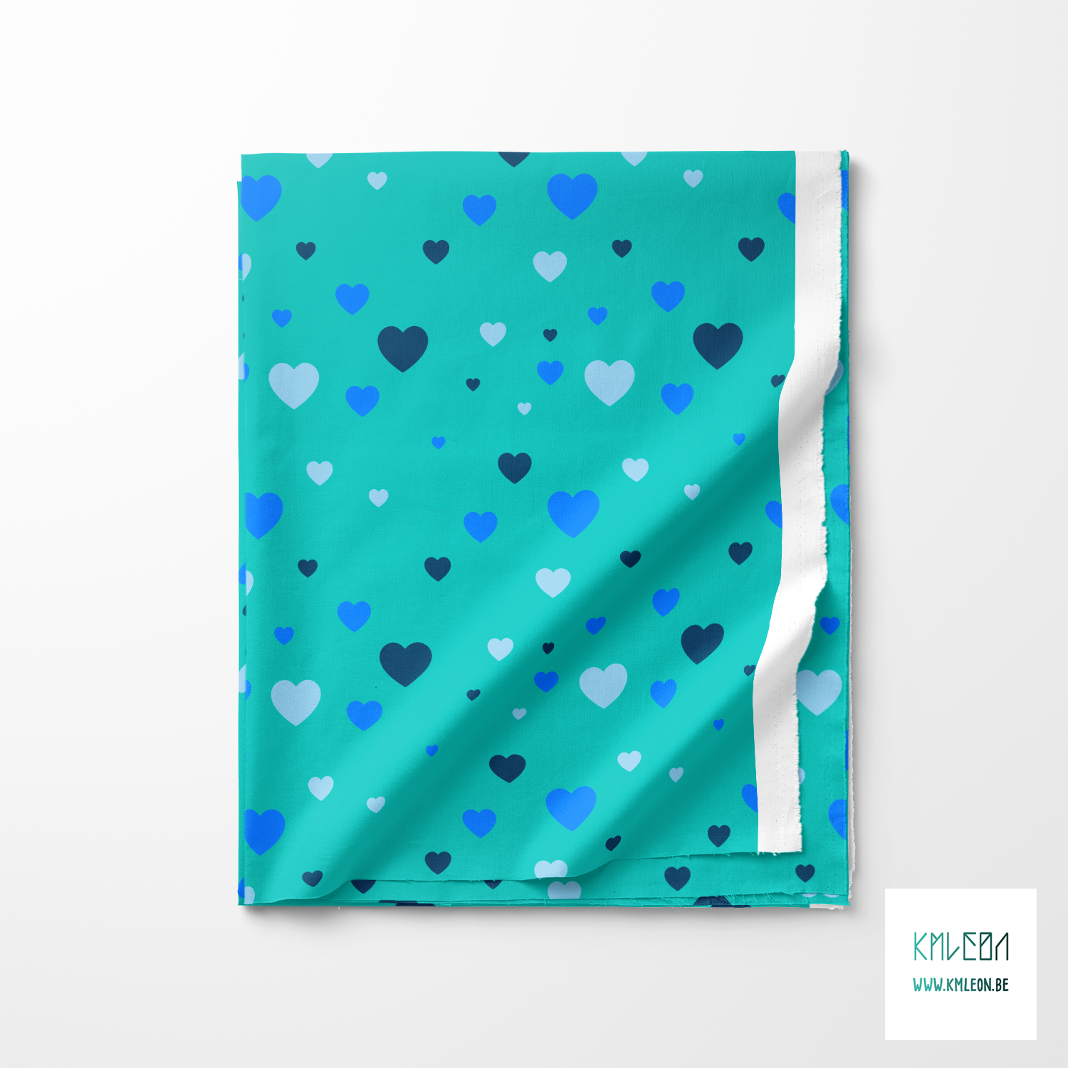 Blue and navy hearts fabric