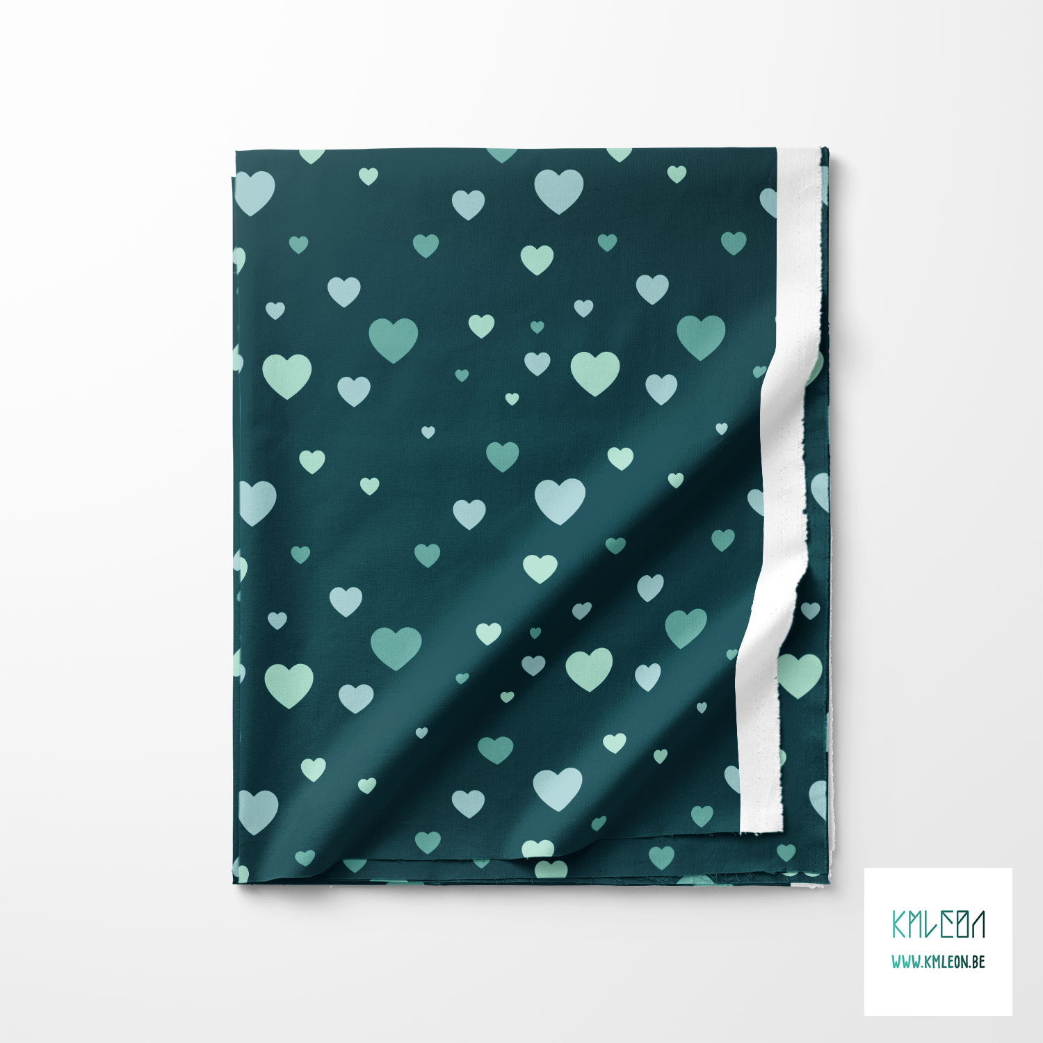 Green hearts fabric