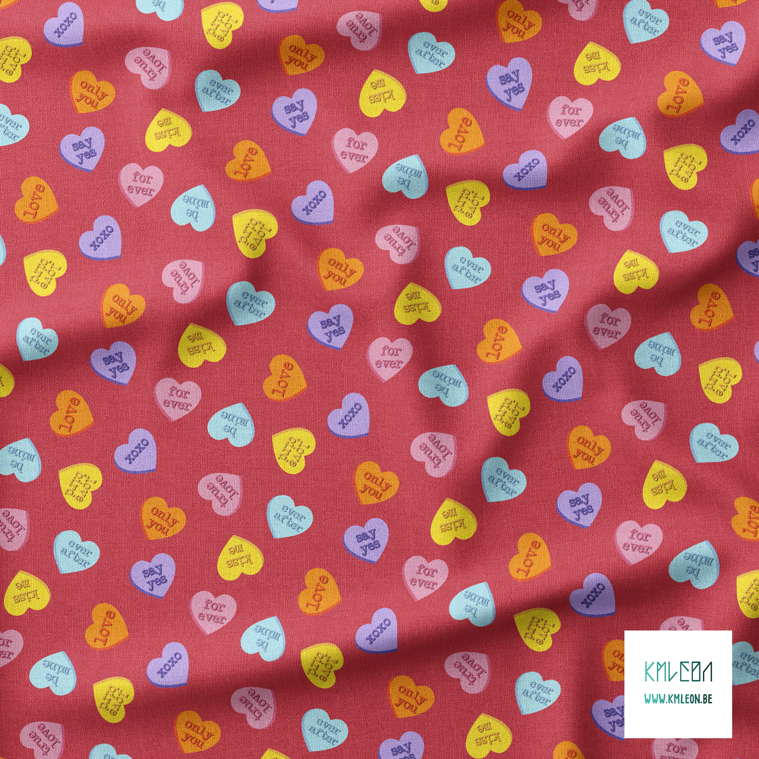 Candy hearts fabric