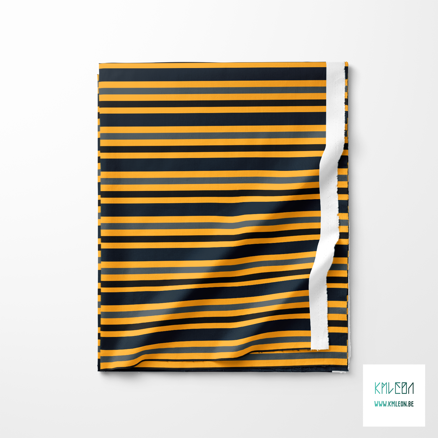 Horizontal stripes in dark teal, black and grey fabric