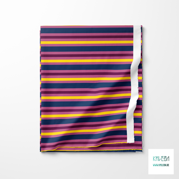 Horizontal stripes in pink, navy and purple fabric