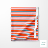 Horizontal stripes in blue and pink fabric