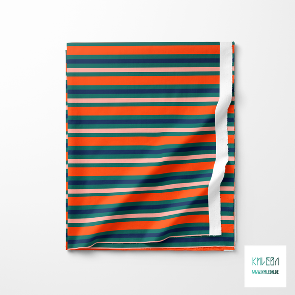 Horizontal stripes in orange, pink and navy fabric