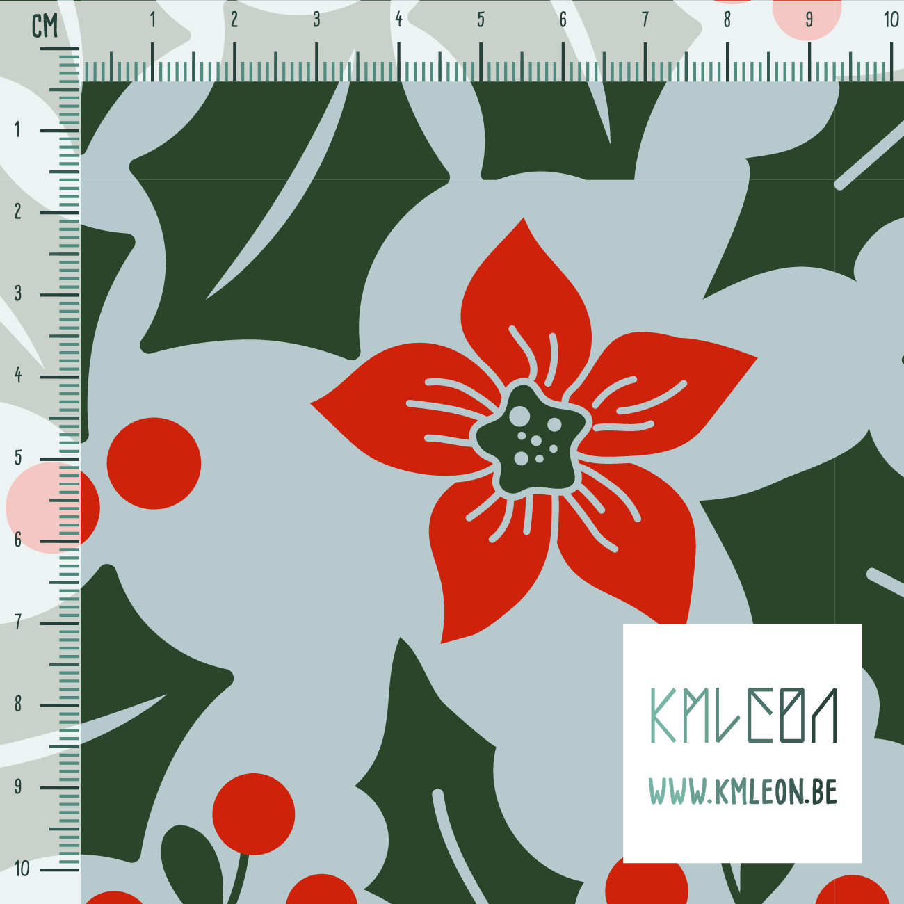 Holly and poinsettia fabric