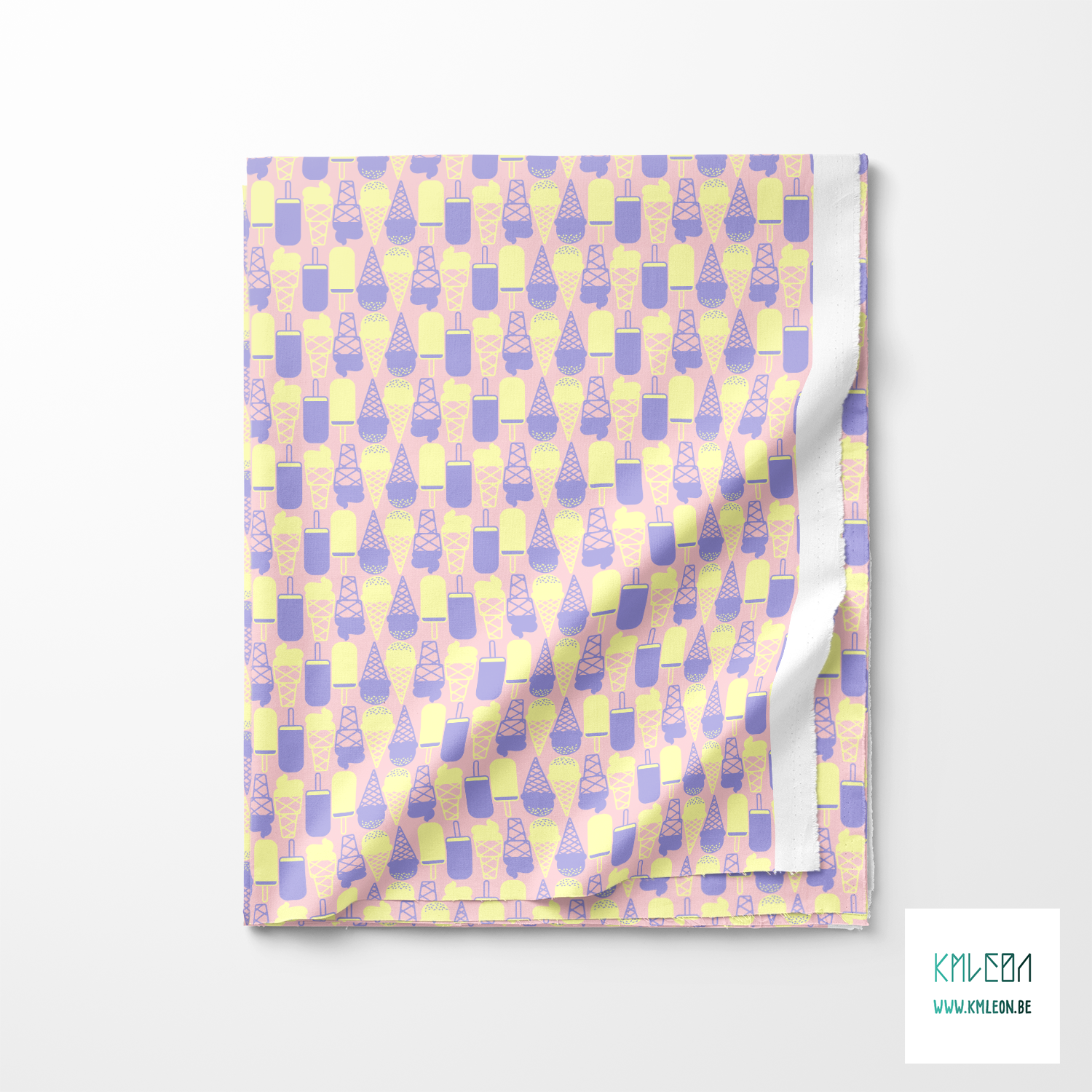 Yellow and purple ice cream fabric