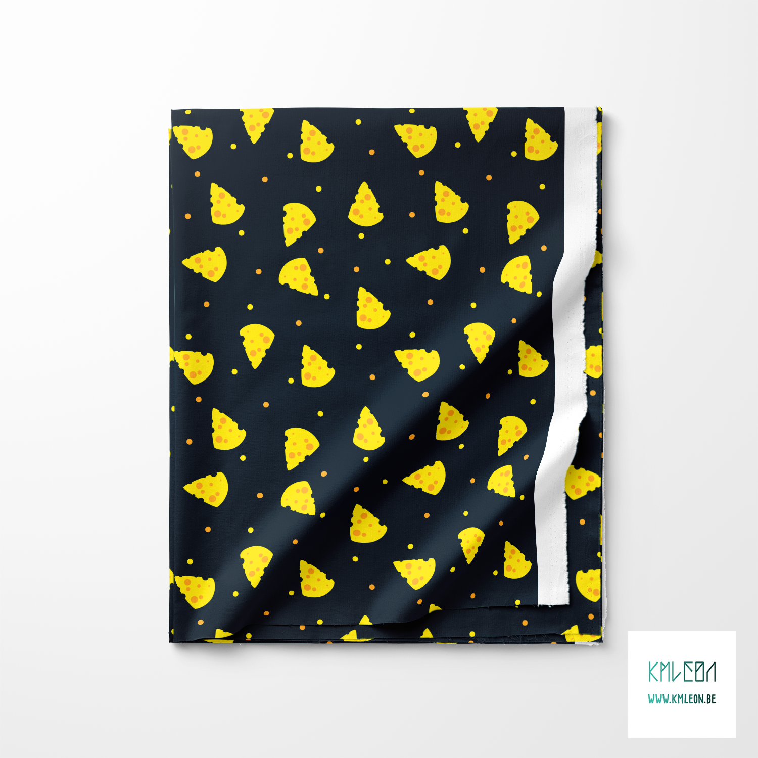 Blocks of cheese and polka dots fabric