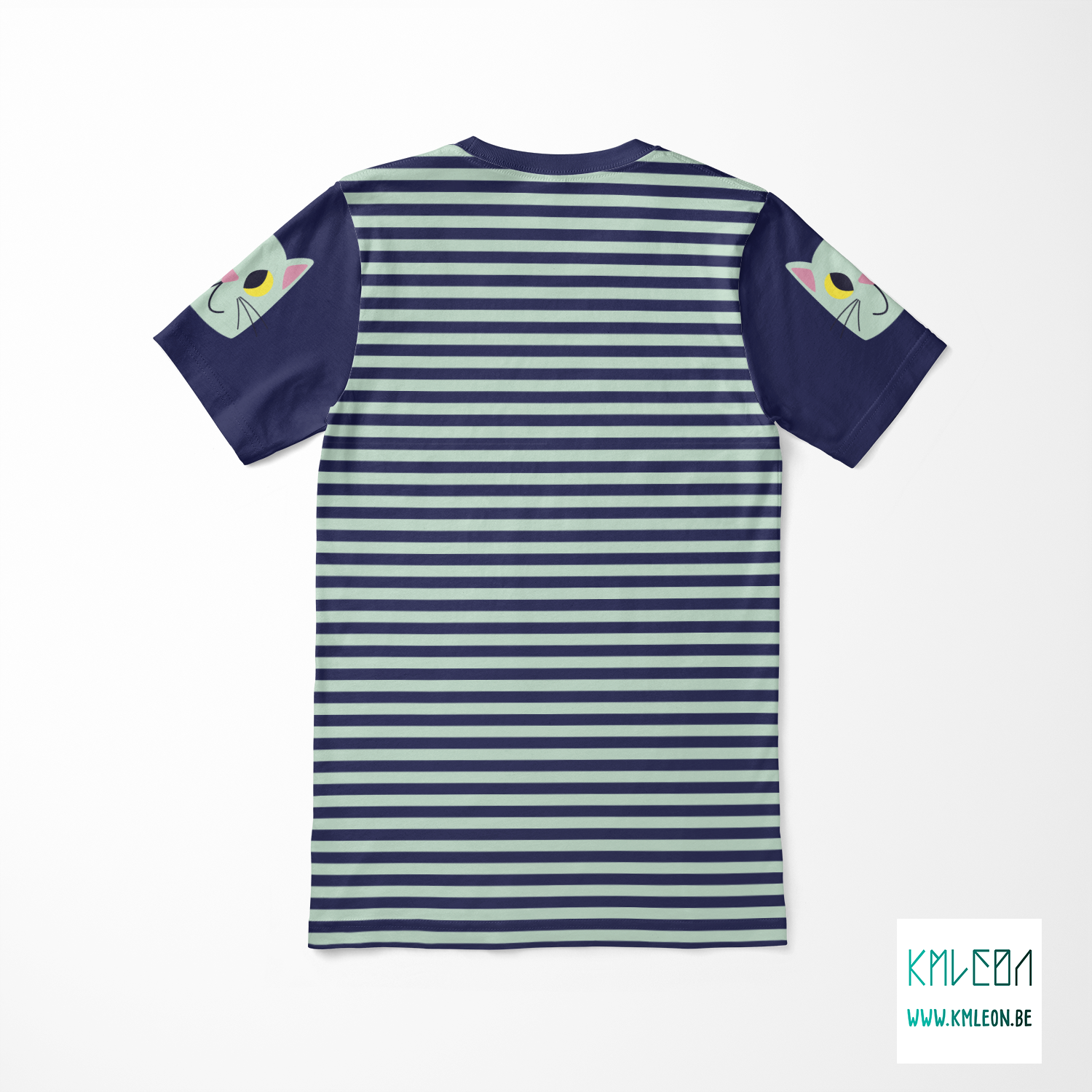 Cats and stripes cut and sew t-shirt