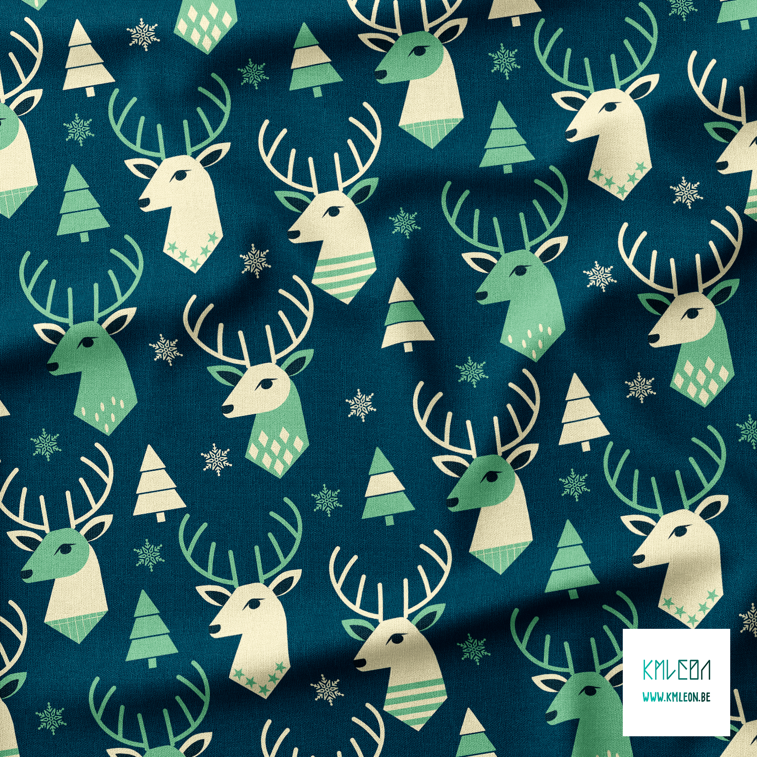 Reindeer and christmas trees fabric