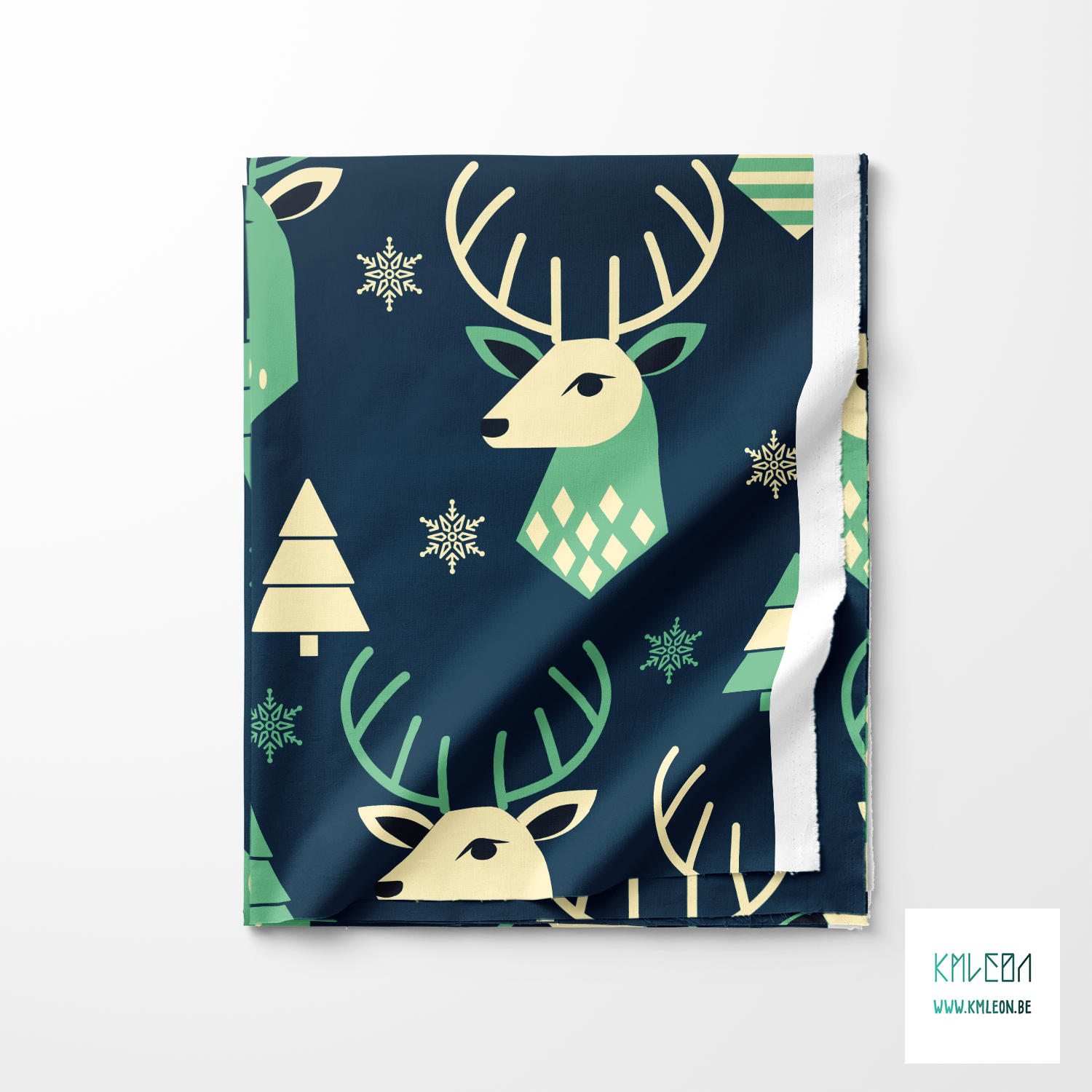 Reindeer and christmas trees fabric