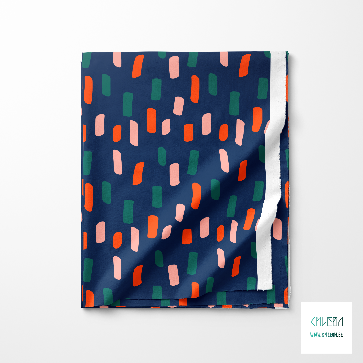 Green, orange and pink irregular stripes fabric