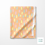 Green, yellow and pink irregular stripes fabric