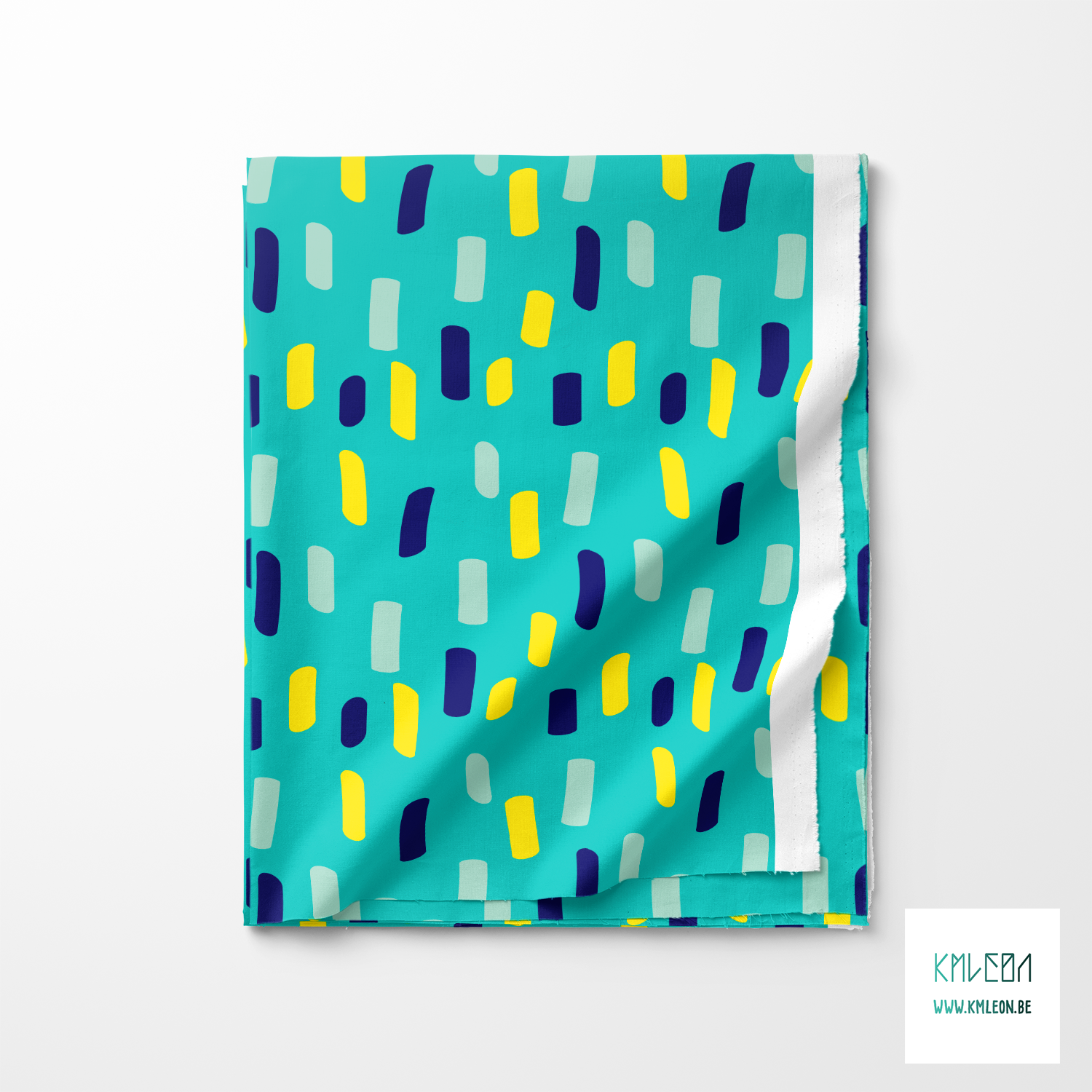 Blue, mint green and yellow short irregular stripes fabric