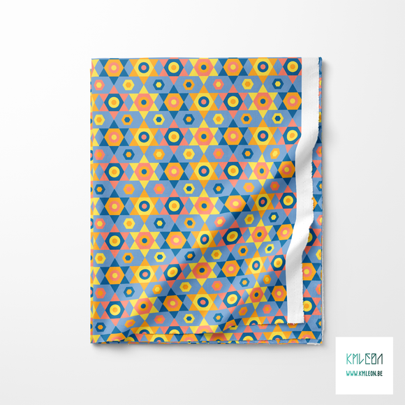 Orange, yellow, pink and blue stars fabric