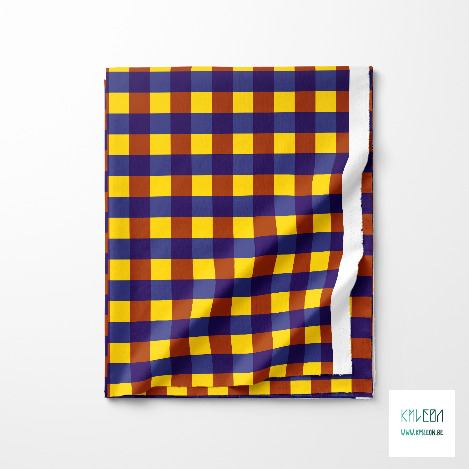 Yellow, red and blue gingham fabric