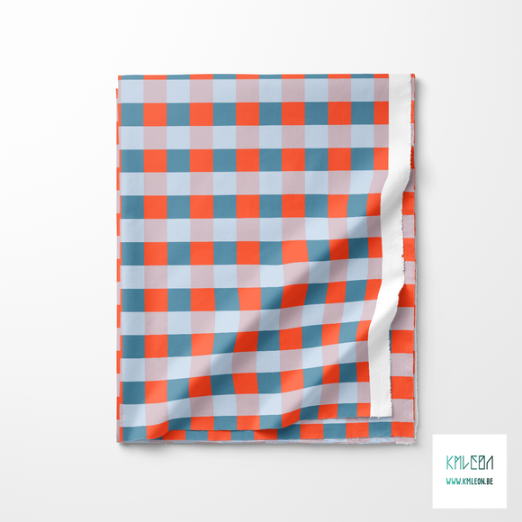 Blue and orange gingham fabric