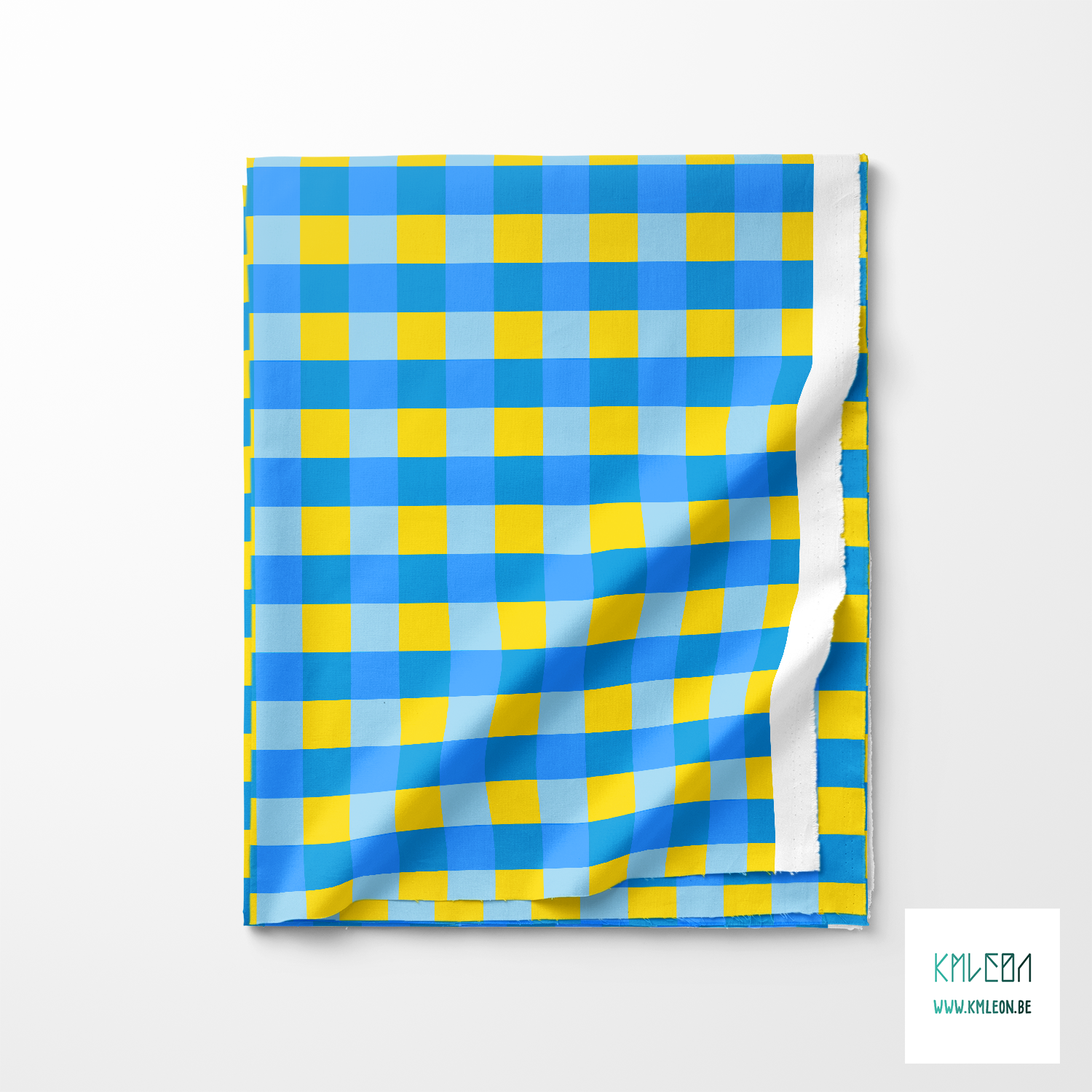 Blue and yellow gingham fabric