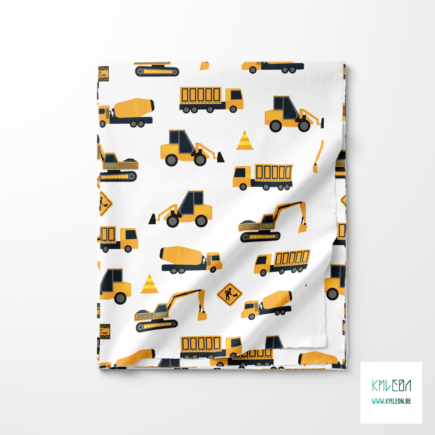 Construction cranes and trucks fabric