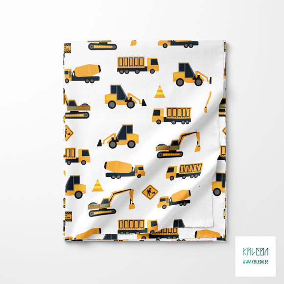 Construction cranes and trucks fabric