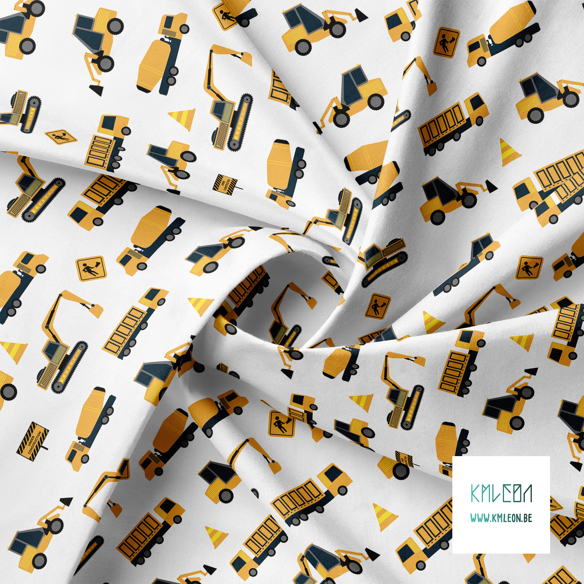 Construction cranes and trucks fabric