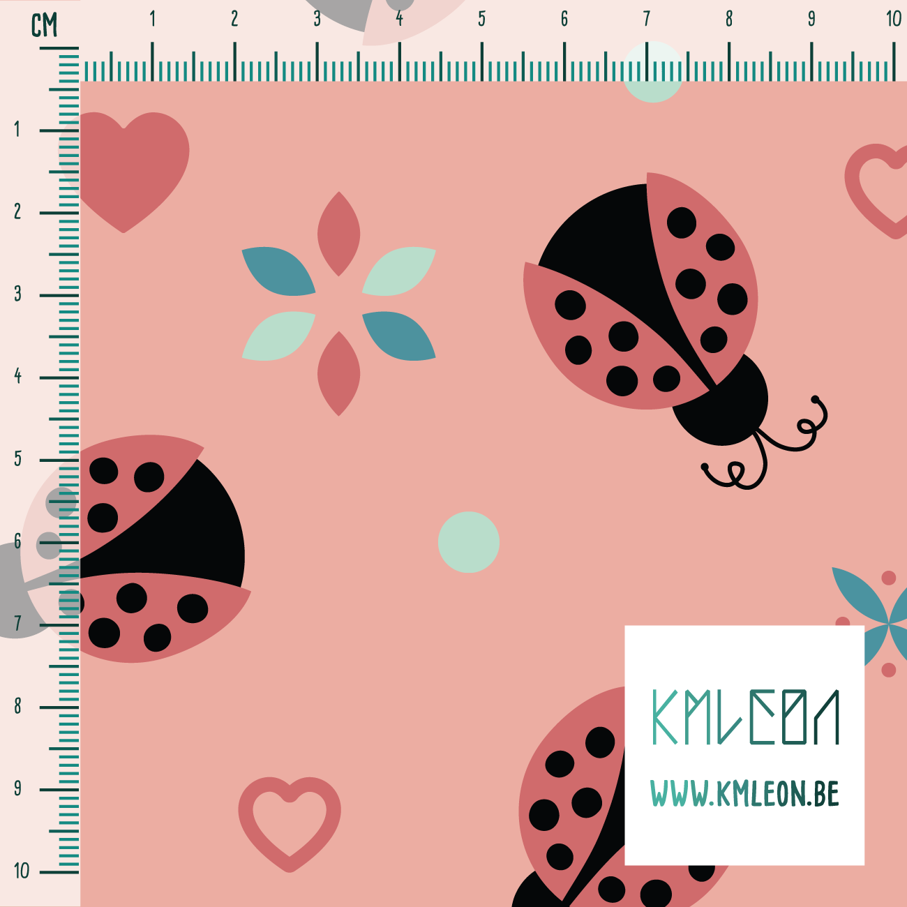 Ladybugs and flowers fabric