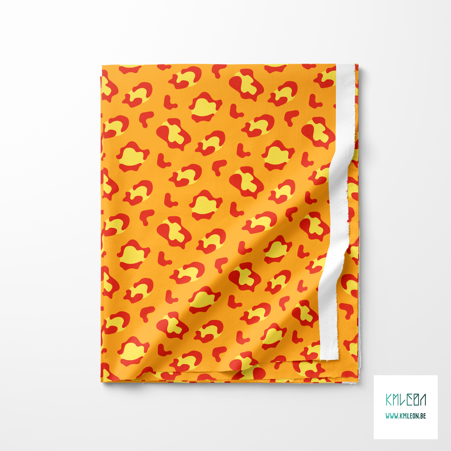 Yellow and red leopard print fabric