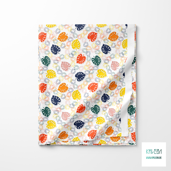 Colourful monstera leaves fabric