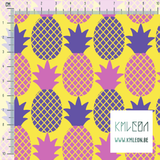 Pink and purple pineapples fabric