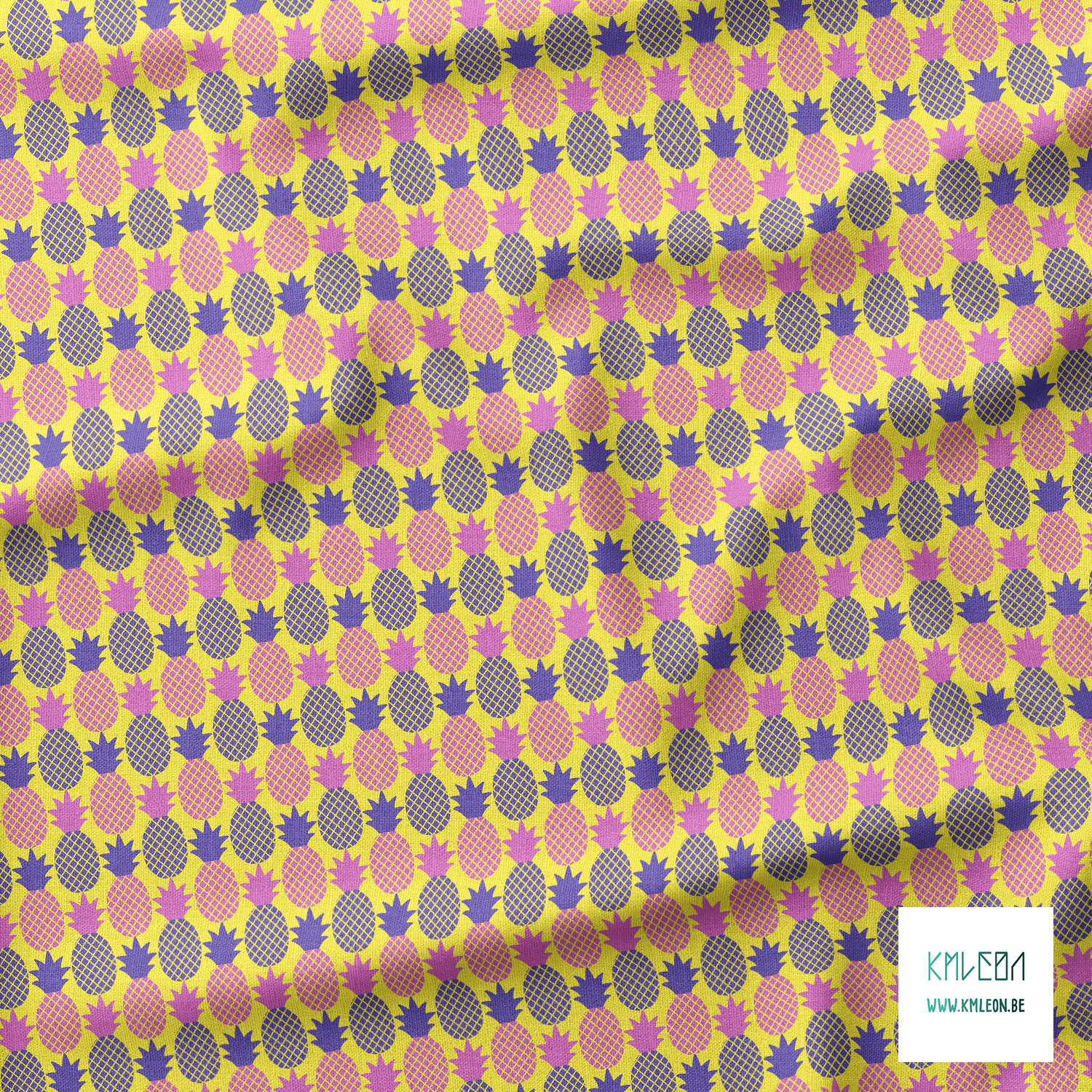 Pink and purple pineapples fabric