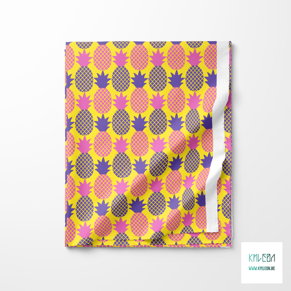 Pink and purple pineapples fabric