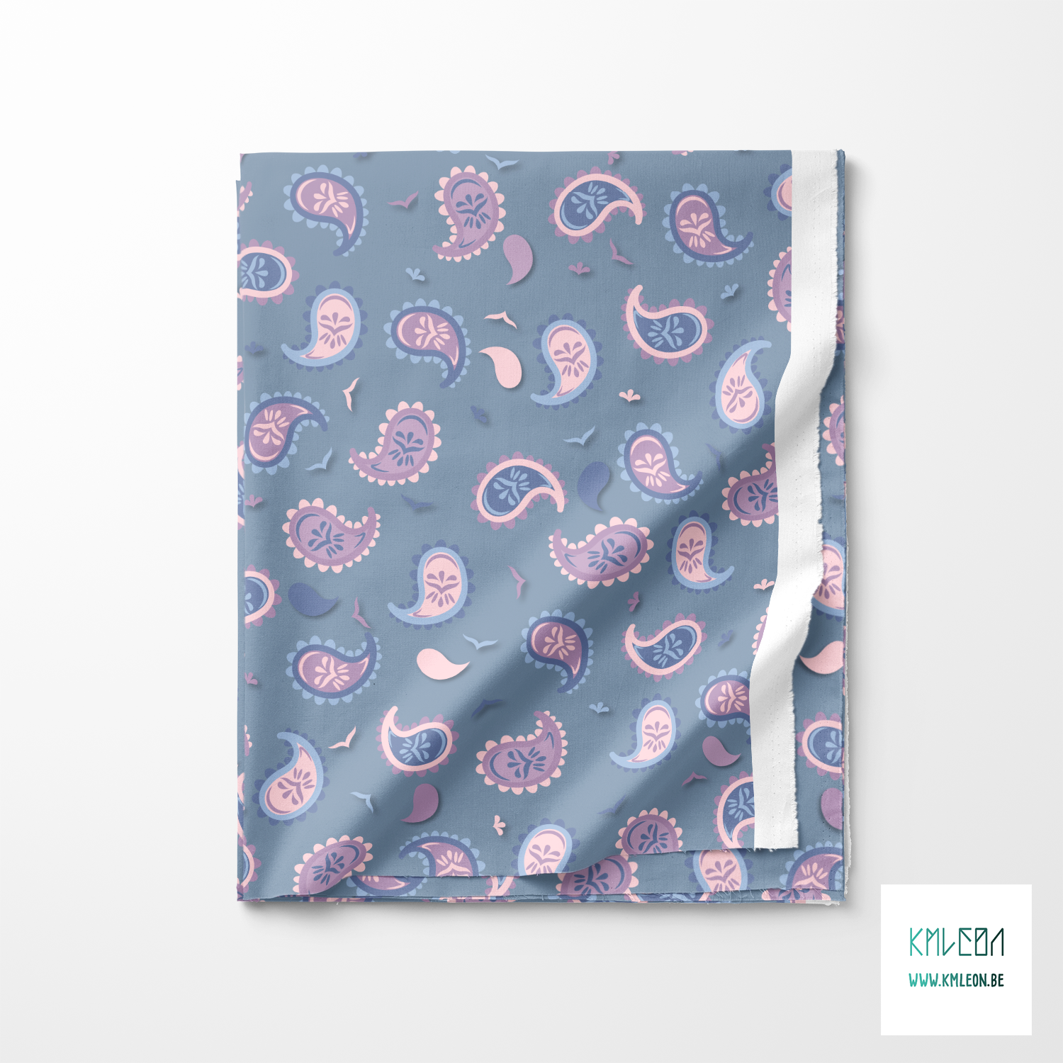 Purple, blue and pink paisley fabric