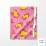 Pink and yellow leopard print fabric (Large scale)