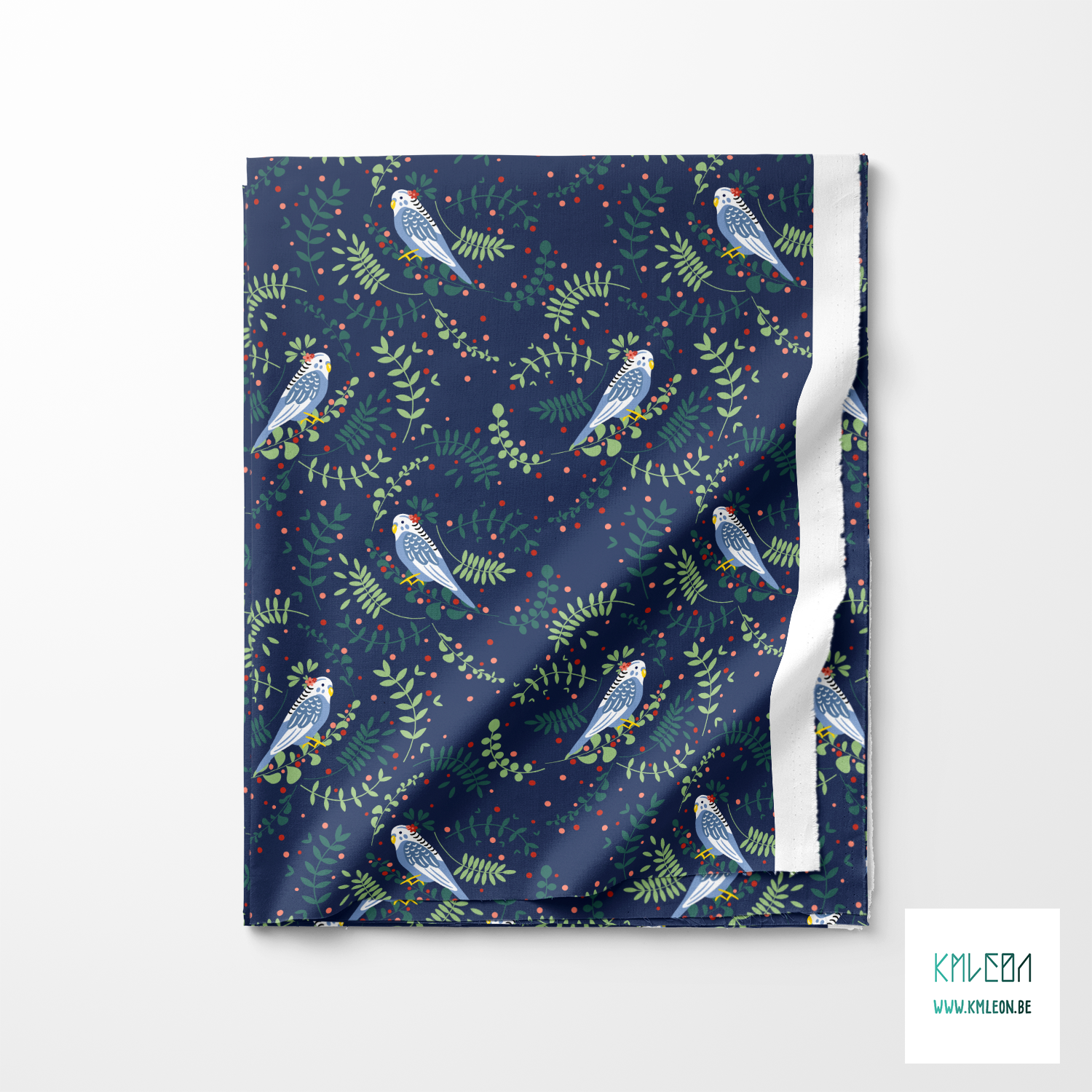 Blue budgies fabric