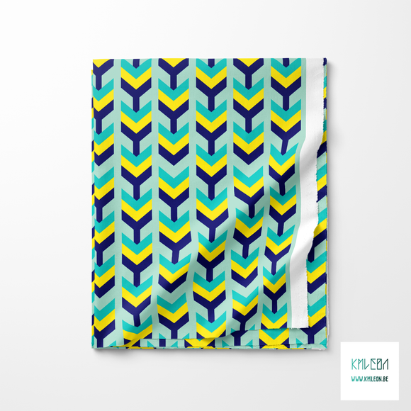 Teal, yellow and blue arrows fabric