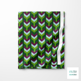 Green, light blue and purple arrows fabric