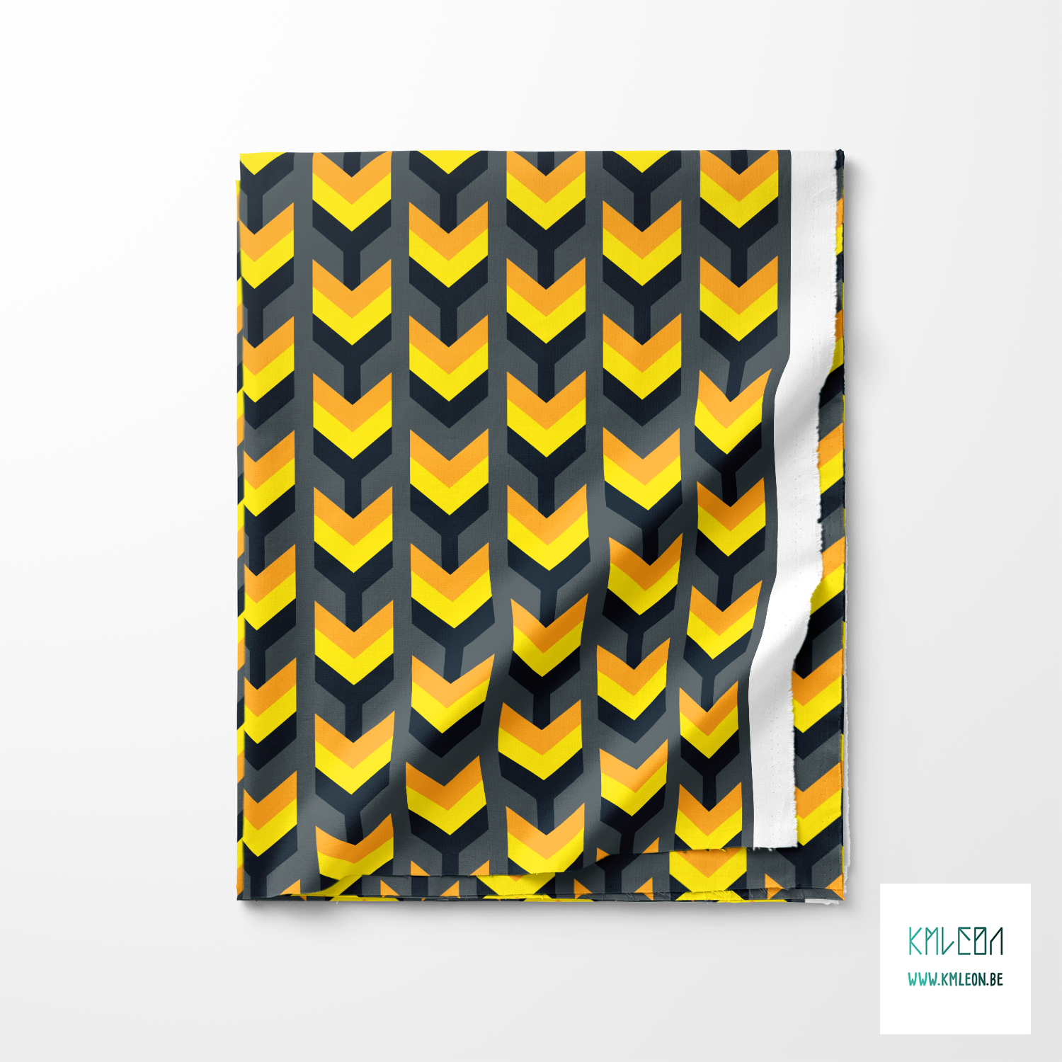 Orange, yellow and dark teal arrows fabric