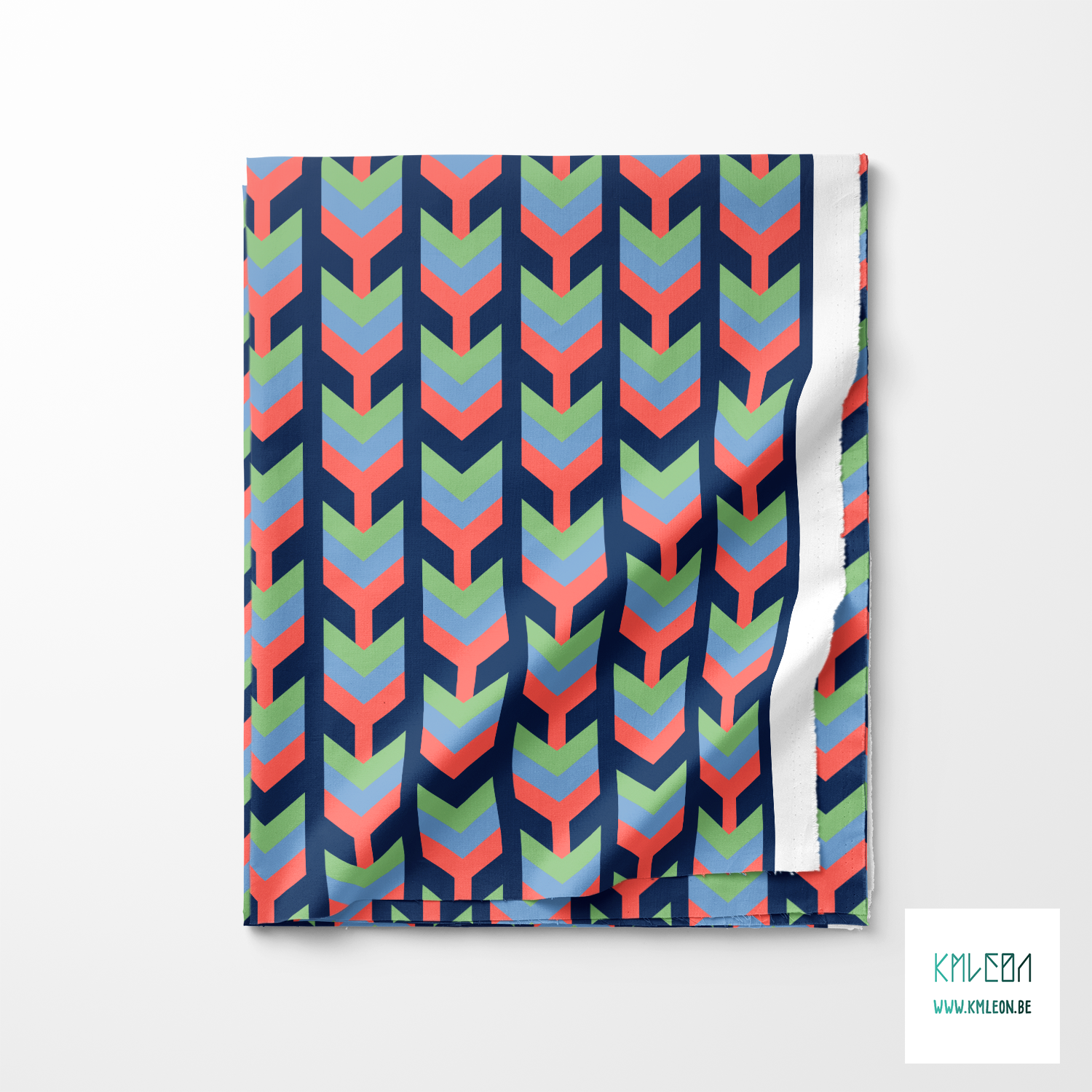 Green, blue and coral arrows fabric