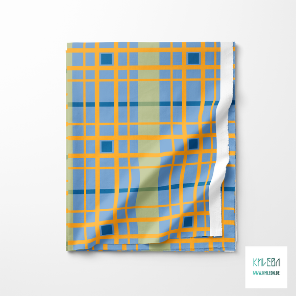 Orange, green and blue plaid fabric